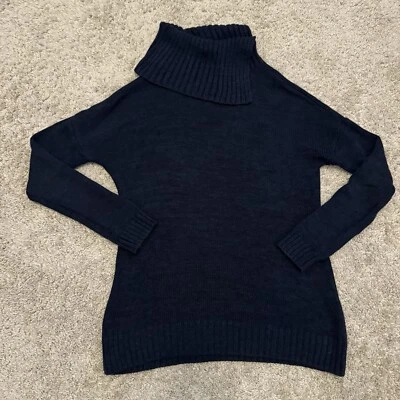 Matty M Sweater Womans Small Navy Blue Turtle Cowl Neck Long Sleeve Knit Stretch - Image 1 of 4