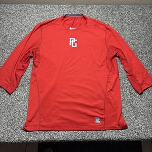 Nike Hypercool Max Pro Combat Shirt Mens XL Red Dri Fit Fitted Long Sleeve PG - Picture 1 of 11