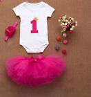 Baby Girl 1st Birthday Party Outfit Dress Tutu One Cake Smash Photoshoot Romper
