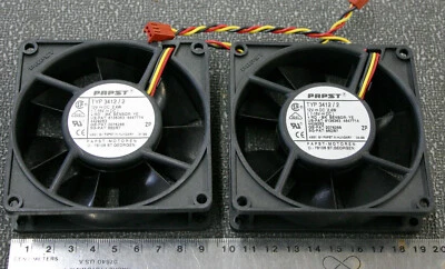 2 Pieces Papst 3412L/2 12 Volt 49 CFM 2.4 Watts 3 Wire 92 x 92 x 25mm Fan NOS - Image 1 of 3