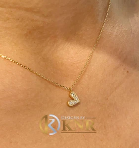 14K Gelbgold Herzform natürliche Diamanten Anhänger und verstellbare Kette 0,07ct - Bild 1 von 4