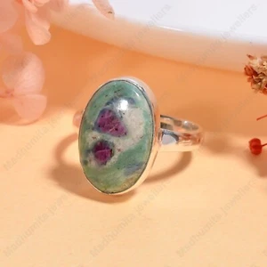 Ruby Fuchsite Gemstone 925 Sterling Silver Ring Handmade Jewelry Ring For Gift - Picture 1 of 4