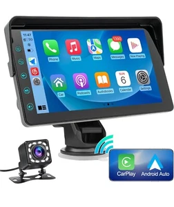 7" HD Double Din Car Stereo,Portable Wireless Dash Mount CarPlay&Android - Picture 1 of 7