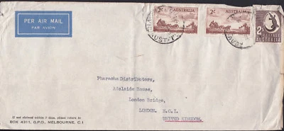1955 4'6 Total 2/- Cobb & Co Diligencia + Cocodrilo Australia Cubierta Postal al Reino Unido Foto 1 de 2