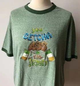 Camiseta Hanes Años 80 Etiqueta Vintage You Betcha Ass I'm Irish Rara Talla XL Original - Imagen 1 de 7