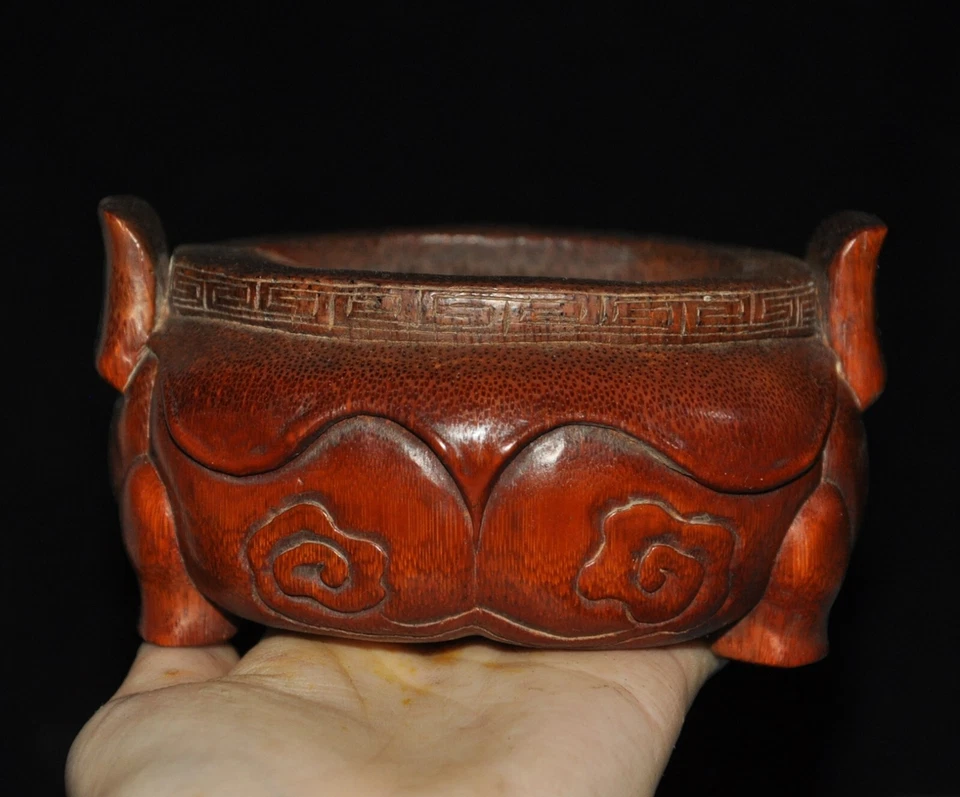 Queimador de incenso esculpido em madeira raiz de bambu natural porcelana sacrifício de exorcismo - Imagem 1 de 4