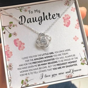 Mother's Day Gifts, To My Daughter Necklace Gift From Mom, Love Knot Necklace - Picture 1 of 7
