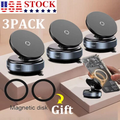 360 Vacuum Strong Magnetic Phone Holder Suction Cup Car Stand Foldable Car Mount - Image 1 of 4