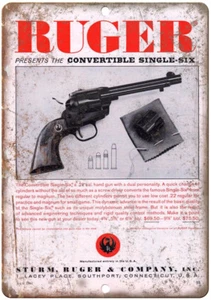 Letrero de metal de reproducción Ruger convertible simple six calibre 22 12"" x 9 - Imagen 1 de 1