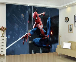 Launch Spider White Silk Spider Man Printing 3D Blockout Curtains Fabric Window - Imagen 1 de 4