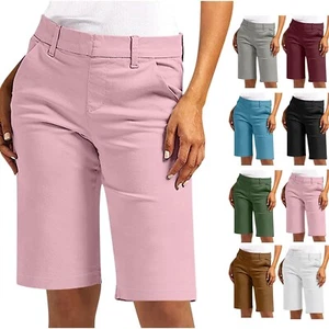 Shorts For Women Trendy 2025 Casual Summer High Waisted Chino Shorts Straight - Picture 1 of 36