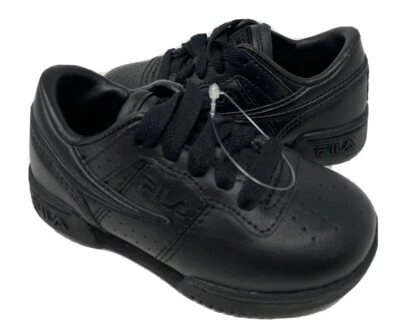FILA Toddler Boys 8 Black leather sneakers NEW - Image 1 of 4