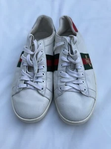 Gucci Men's Ace Sneaker White Leather With Bee Size 38.5 EU - Picture 1 of 9