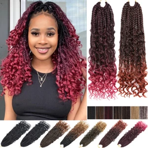 Crochet Boho Box Braids AS Human Hair Curls End 15 Strands Goddess Curly Hair us - Picture 1 of 24