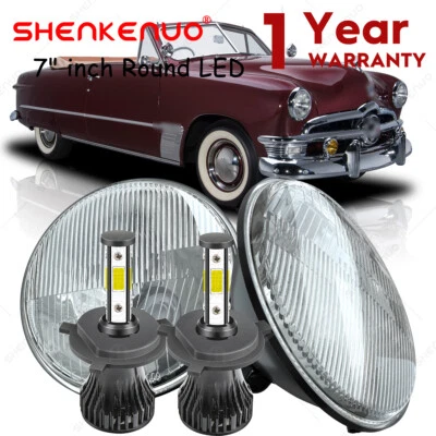 适用于福特 Deluxe 1939 - 1951 7 英寸 LED 车头灯圆形 DOT 认证高/低灯 — 第 1/4 张图片