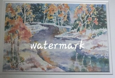 Pintura em aquarela outono neve outono natureza folhas arte popular local Carol Taylor - Imagem 1 de 4