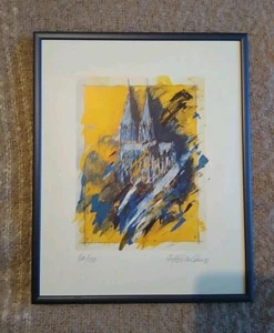 Cologne Cathedral Germany Signed Abstract Print Manfred Hartmann Framed 68/150 - Picture 1 of 7