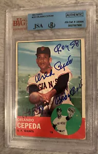 ORLANDO CEPEDA Autographed & signed 1963 topps card # 520 3- Insc.Beckett Slabb - Picture 1 of 2