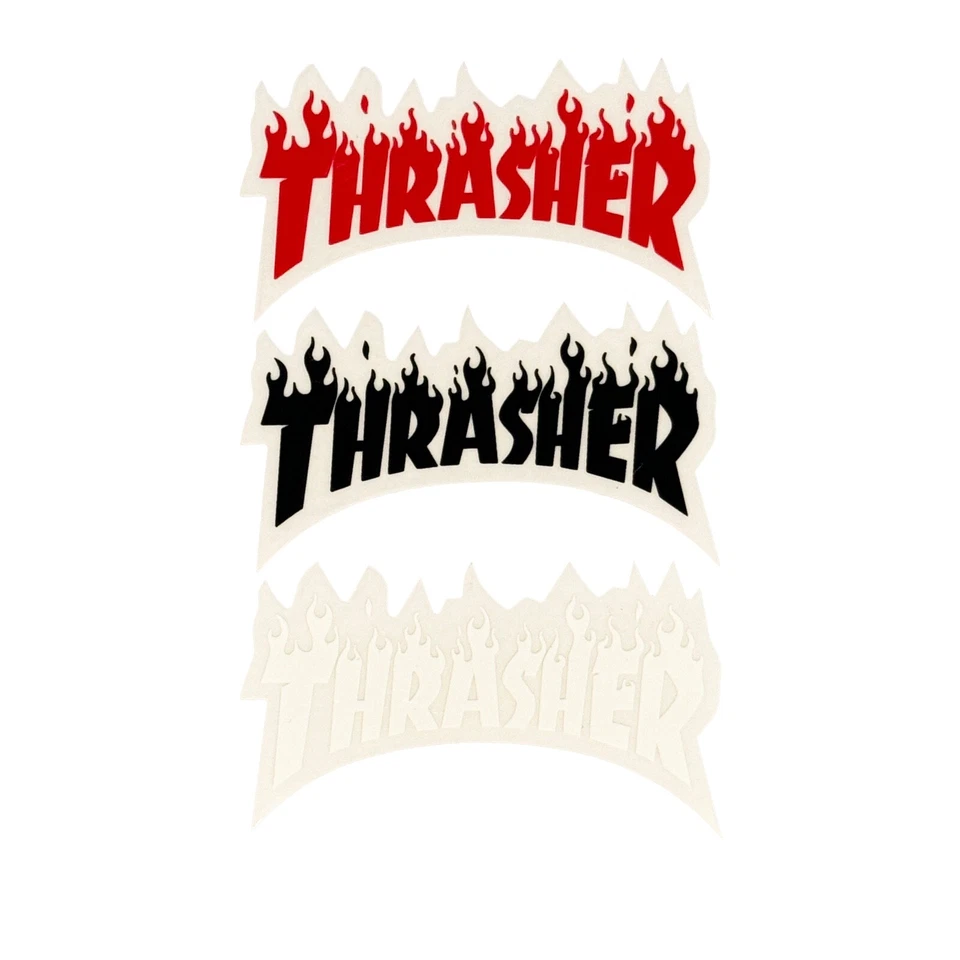 Revista Thrasher Llama Fuego Logo Adhesivo 3" Calcomanía Monopatín 3 Opciones de Color Foto 1 de 1