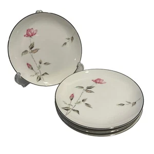 Platos de postre para ensalada Style House DAWN ROSE (4) 7,5" flor china borde platino - Imagen 1 de 8