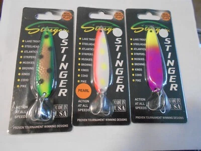 Lote de 3 cucharas de arrastre de salmón Gibbs Michigan Stinger Walleye -3 3/4" lote # 7 Foto 1 de 2