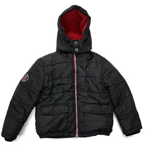Tommy Hilfiger Hooded Puffer Jacket Fleece Lined Insulated Boys Youth XL 7 Black - Picture 1 of 14