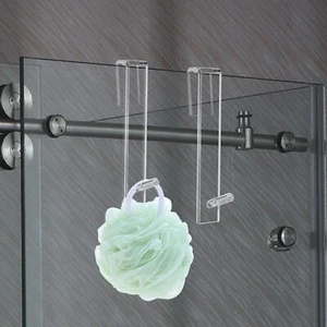 2X Shower Door Hook Over Glass Door Towel Rack Acrylic Drilling Free Towel Hold - Picture 1 of 8