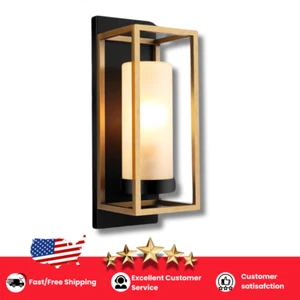 Outdoor Wall Light Fixture Waterproof Porch Sconce Front Door Patio E26 Glass - Picture 1 of 7
