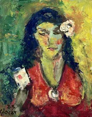 1983 Original Father Emilian Glocar Woman Portrait Oil Painting Signed - Image 1 of 4