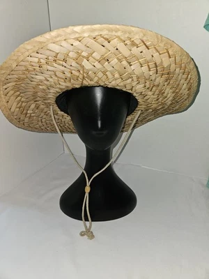 Sombrero ancho (ala de 4 pulgadas) de paja Ole America 17 pulgadas con cordón, usado Foto 1 de 4