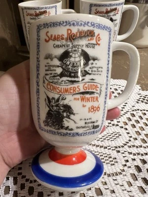 JUEGO DE 3 tazas de café con pedestal Sears Roebuck vintage Foto 1 de 4