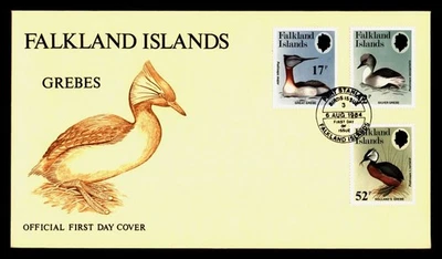 DR WHO 1984 FALKLAND ISLANDS FDC BIRD GREBES CACHET COMBO R16423 - Image 1 of 2