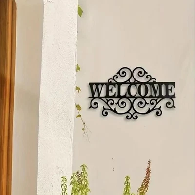 Letrero de bienvenida rústico montado en la pared letrero de puerta vintage para porche tienda al aire libre Foto 1 de 4