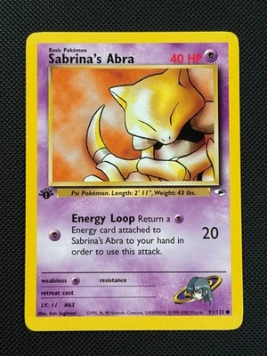 Sabrina's Abra 91/132 1ST EDITION Pokémon Card WOTC Gym Heroes Common - Image 1 of 4