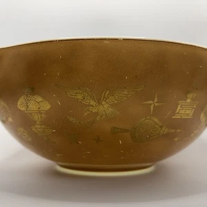 Vintage Gold Bronz Pyrex frühe amerikanische 444 13" Aschenputtel verschachtelte große Rührschüssel - Bild 1 von 6