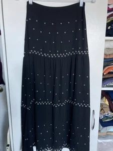 Maxi falda larga con tachuelas The Kooples para mujer talla XXS forro negro - Imagen 1 de 10