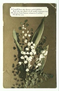 Postal litográfica floral vintage dividida del lirio del valle 1907-1915 - Imagen 1 de 2