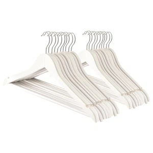 20 perchas de madera blancas fuertes para adultos traje percha con barra para pantalones - Imagen 1 de 7