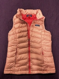 Patagonia Pink Down Puffer Vest Zip Up Pockets Youth XL 14 - Picture 1 of 8