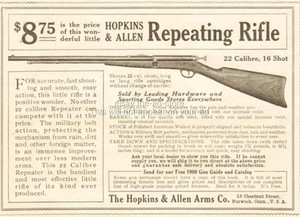 1908 Hopkins & Allen Arms Norwich CT Repetiergewehr 22 Kaliber 16 Schuss Druckanzeige - Bild 1 von 2