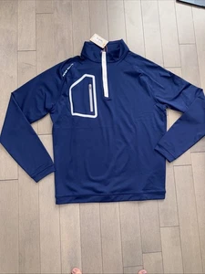 Peter Millar Forge Performance 1/4 Zip Jacket Pullover Sport Navy Small New Nwt - Picture 1 of 8