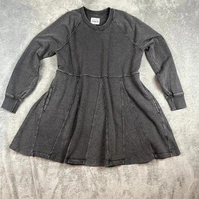 AE Fleece Long Sleeve Babydoll Mini Sweater Dress Womens L Oversized Lagenlook - Image 1 of 4