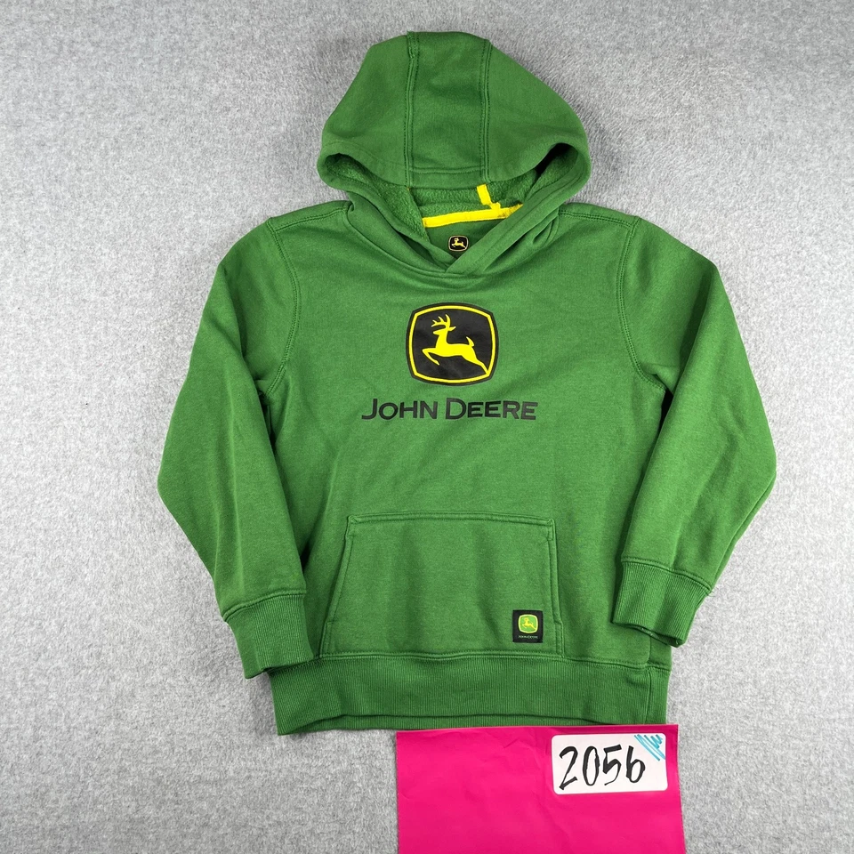 John Deere Hoodie Sweatshirt Youth Small Green Graphic Print Casual Pocket - Image 1 of 4