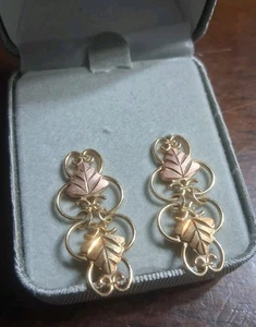 Vintage CCO Coleman 10k 12k Black Hills Gold Dangle Earrings Not Scrap 3.7 Grams - Picture 1 of 4