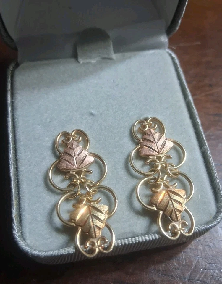 Vintage CCO Coleman 10k 12k Black Hills Gold Dangle Earrings Not Scrap 3.7 Grams - Image 1 of 4