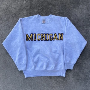 Sudadera De Colección U of M Michigan Wolverines Gris Años 90 EE. UU. Cuello Redondo Talla Mediana MANCHAS - Imagen 1 de 10