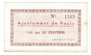 Spanish Revolution (Catalan) - 25 Centims Note - Picture 1 of 2