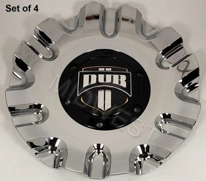 Set of 4 New 36410-15 Dub Royalty Chrome Wheel Rim Center Caps w Screws - Picture 1 of 7