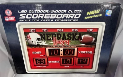 Nuevo Marcador Nebraska CornHuskers (LED) ¡Nunca Usado Hora Fecha Temperatura! Foto 1 de 4