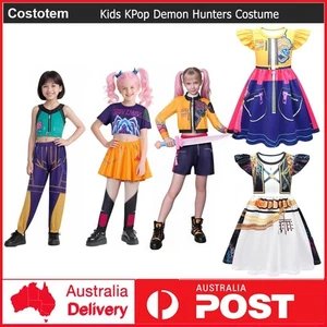 Kids Girls KPop Demon Hunters Rumi Mira Zoey Costume Cosplay Book Week Dress NEW - Picture 1 of 16